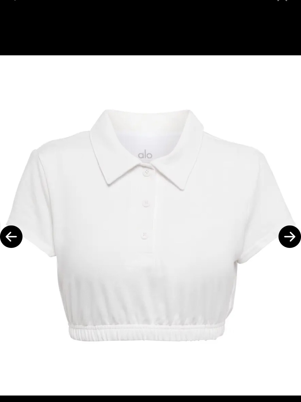 ALO Yoga White Cropped Polo Top